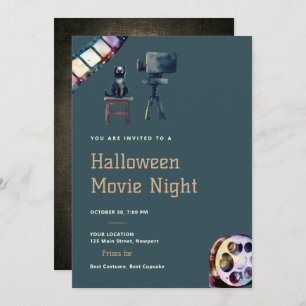 Halloween Movie Night Black Cat Projector Roligt M Inbjudningar