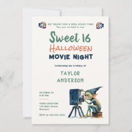 Halloween Movie Night Gremlin Hallowen Sweet 16 Inbjudningar