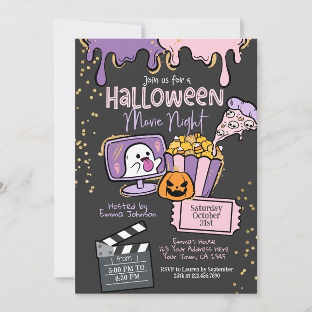Halloween Movie Night Invitation Inbjudningar (Framsida)