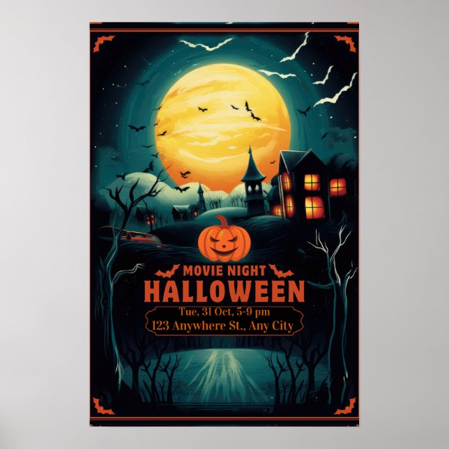 Halloween Movie Night Poster (Framsidan)