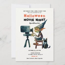 Halloween Movie Night Spooktacular Gremlin Cat Inbjudningar