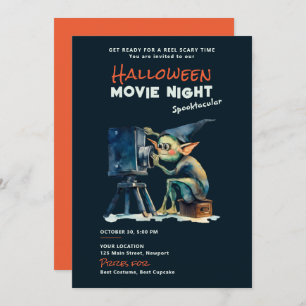 Halloween Movie Night Spooktacular Gremlin Mörk Inbjudningar