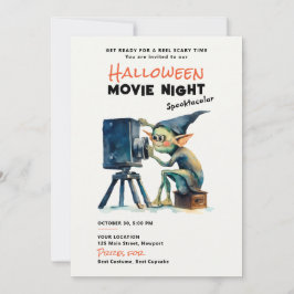 Halloween Movie Night Spooktacular Grönt Gremlin Inbjudningar