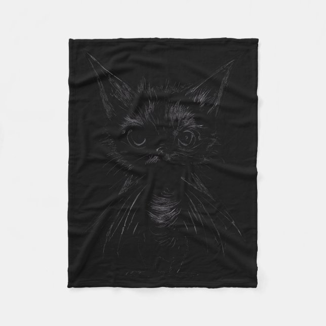 Halloween Mpy Svart Kittens I Fladdermus Kostym  Fleecefilt (Framsidan)