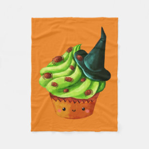 Halloween muffinfullt av mycket lilla spindlar fleecefilt