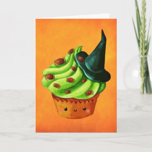 Halloween muffinfullt av mycket lilla spindlar kort