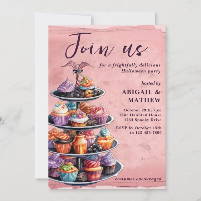 Halloween Muffins Trendig Halloween fest Inbjudningar (Framsida)