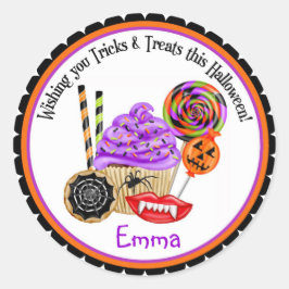 Halloween-Muffinsar och Candy Stickers Runt Klistermärke