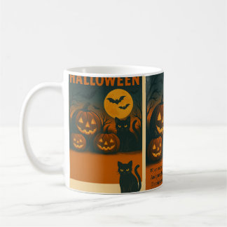 Halloween Mugg med Black Cat, Pumpkins och Fullt M