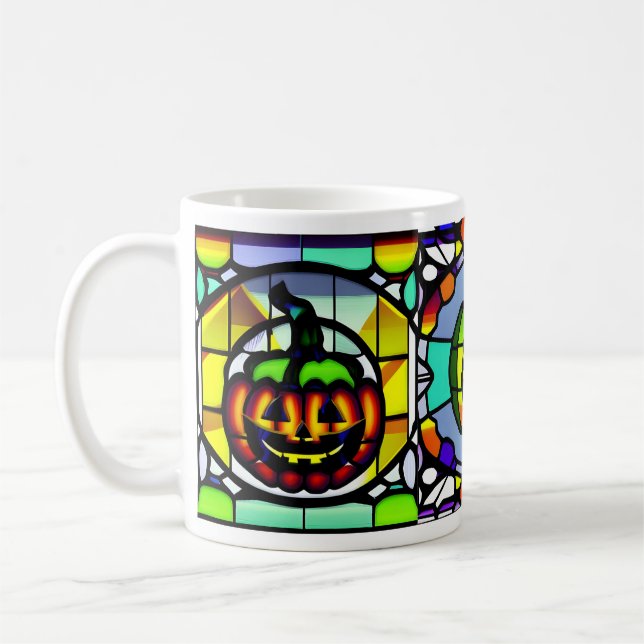 Halloween-mugg med pumpa i glasmåleri kaffemugg (Vänster)