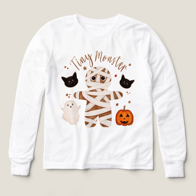 Halloween-mumie barn långärmad skjorta  t shirt (Design framsida)