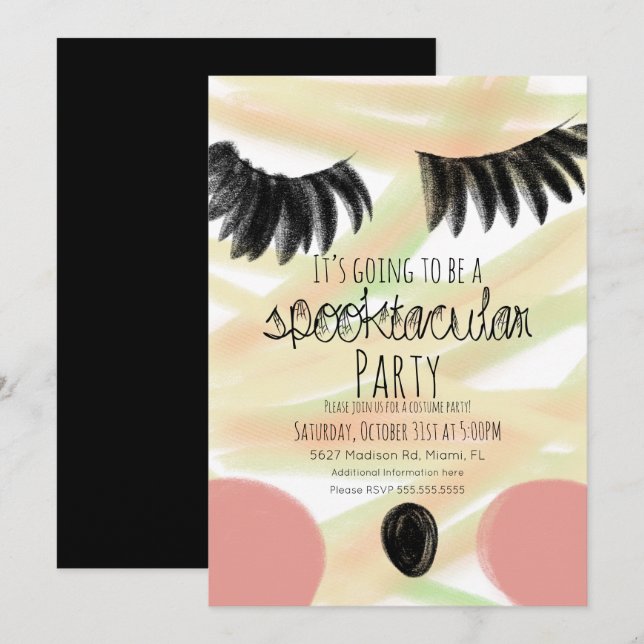 Halloween-mumie kostym fest doodle inbjudningar (Fram/baksida)