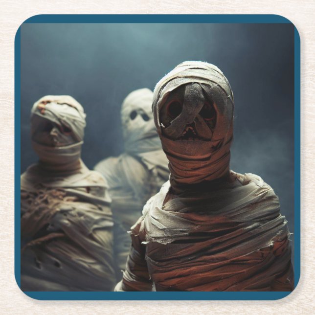 Halloween - Mummier 2 Underlägg Papper Kvadrat (Framsidan)