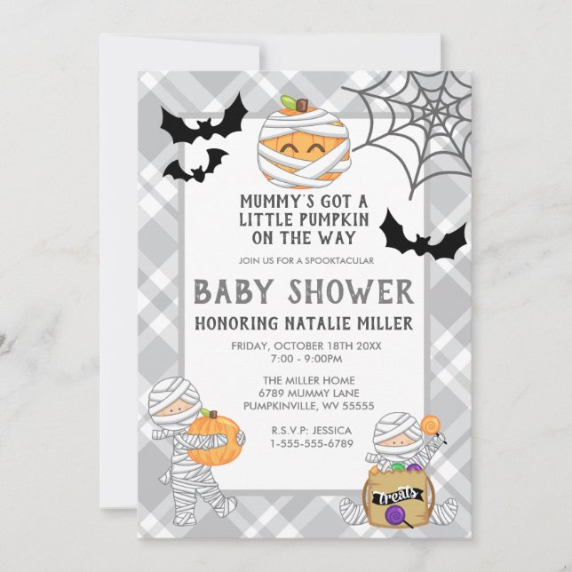 Halloween Mummy Baby Shower-inbjudan Inbjudningar (Framsida)