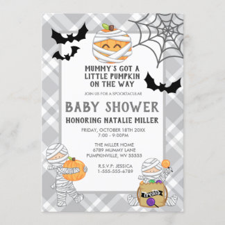 Halloween Mummy Baby Shower-inbjudan Inbjudningar
