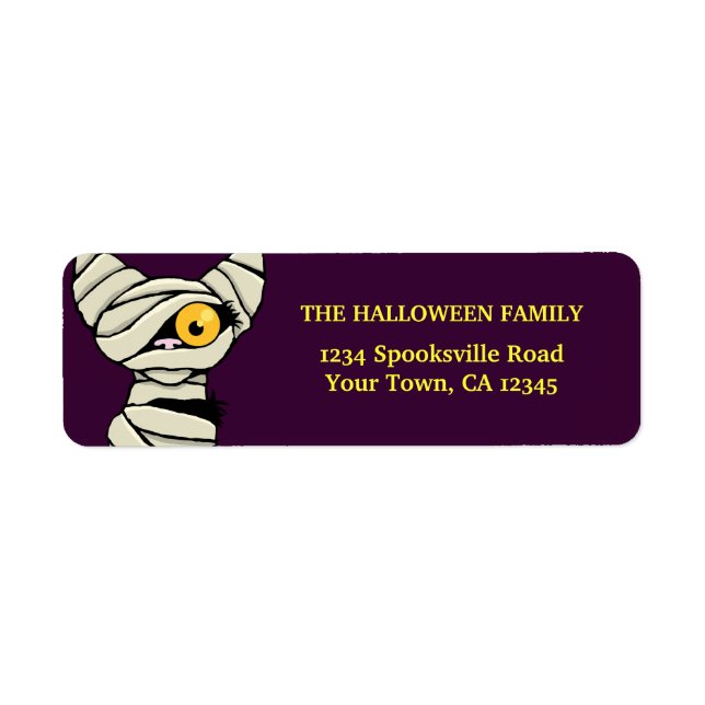 Halloween Mummy Cat Returetiketters Returadress Etikett (Framsidan)