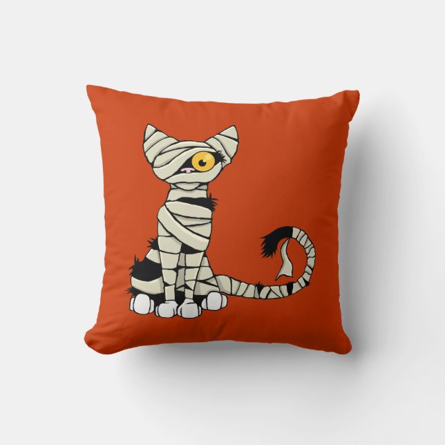 Halloween Mummy Cat Reversible Kudde (Framsida)