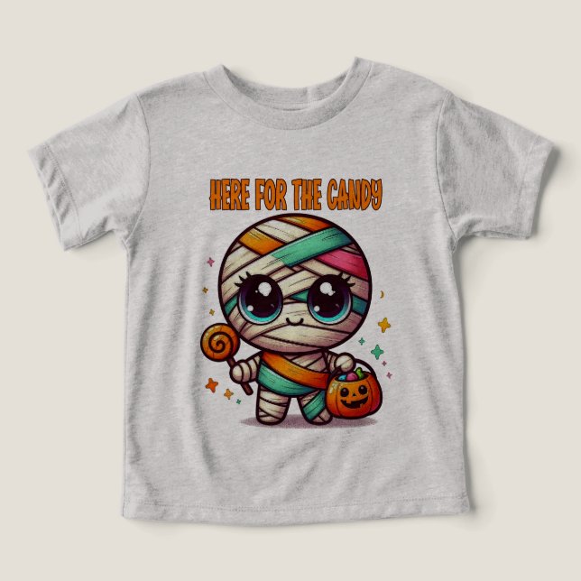 Halloween Mummy här för godiset T Shirt (Design Framsida)