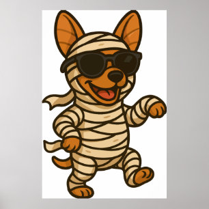 Halloween Mummy hund clipart PNG, söt marionettill Poster