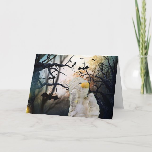 Halloween Mummy. Kort för hälsning (Framsida)