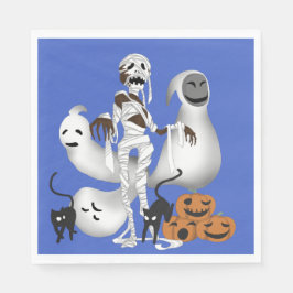 Halloween Mummy med Kattunge och Ghost Pappersservett