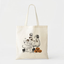 Halloween Mummy med Kattunge och Ghost Tygkasse