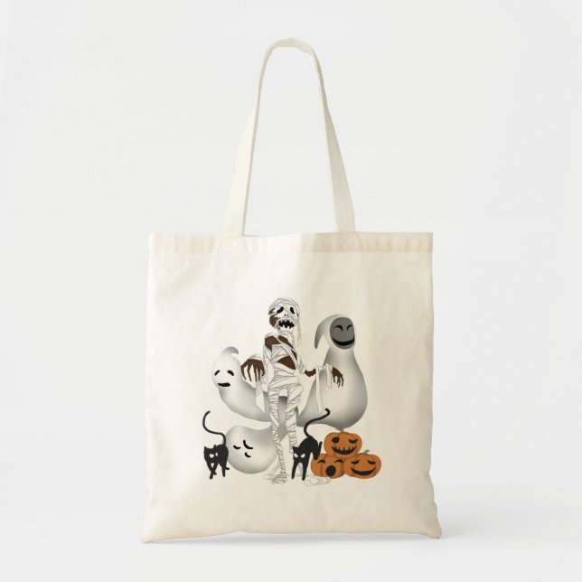 Halloween Mummy med Kattunge och Ghost Tygkasse (Framsidan)