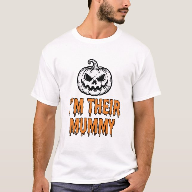 Halloween Mummy Pumpa Vintage Gravyr T-Shirt De (Framsida)