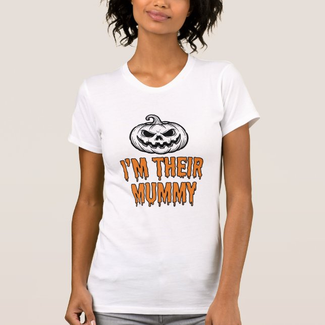 Halloween Mummy Pumpa Vintage Gravyr T-Shirt De (Framsida)