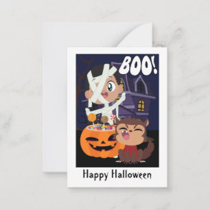 Halloween Mummy, Pumpkin och Werevarg Mini Card Anteckningskort