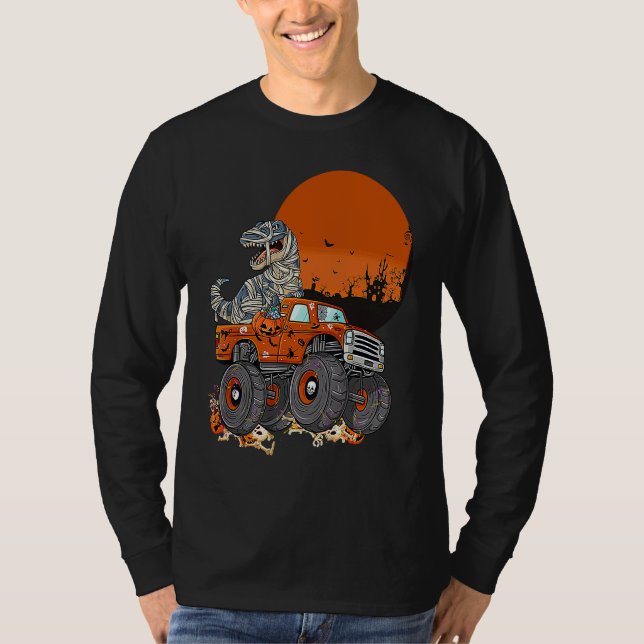 Halloween Mummy Rex Monster Truck T Shirt (Framsida)