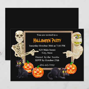 Halloween Mummy Skeleton Party-inbjudan Inbjudningar