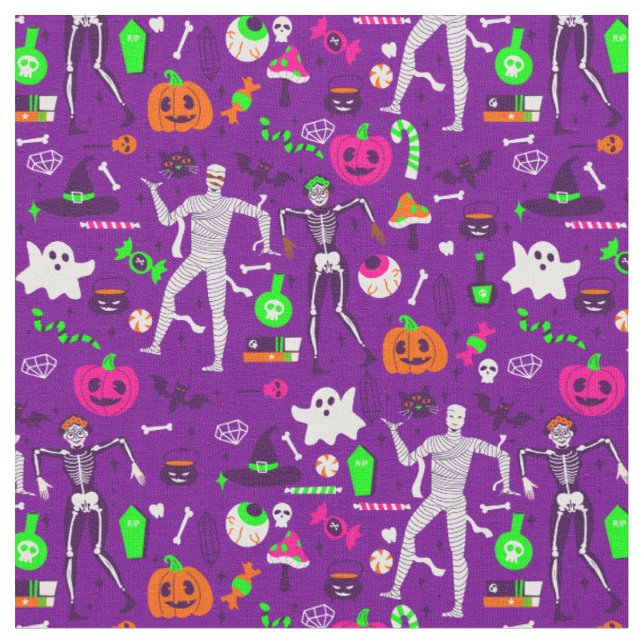 halloween mummy skeleton pumpkin spökmonster tyg (Närbild)