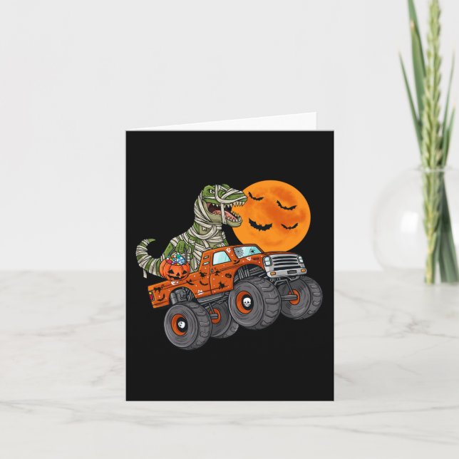 Halloween Mummy T Rex Monster Lastbil Boys Kids To Kort (Framsida)