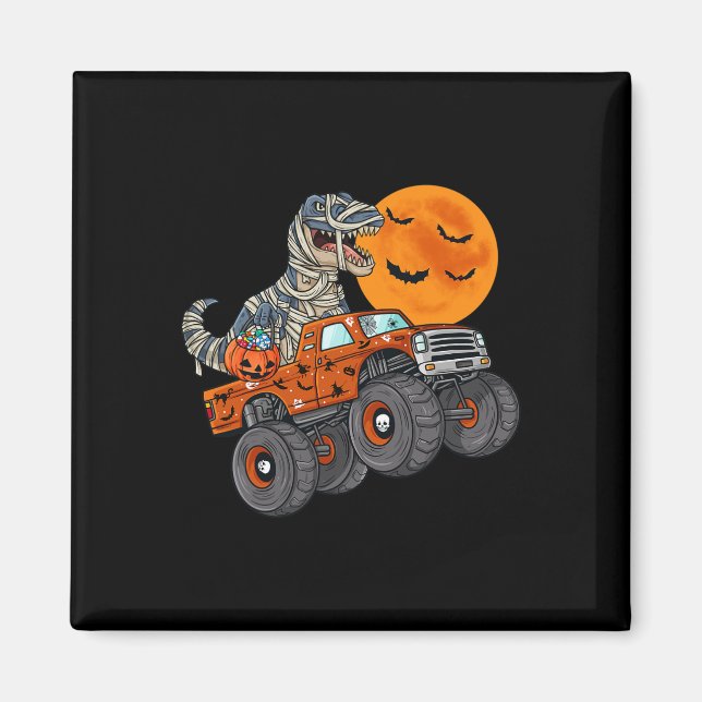 Halloween Mummy T Rex Monster Lastbil Boys Kids To Magnet (Framsidan)
