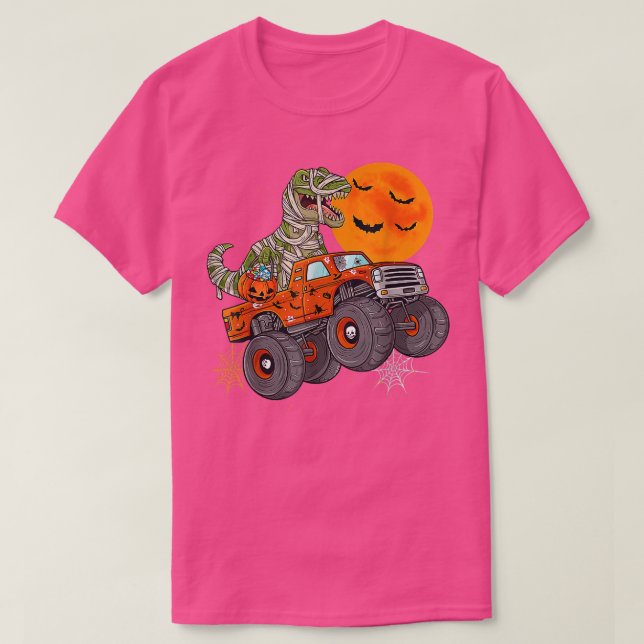 Halloween Mummy T Rex Monster Lastbil Boys Kids To Shirt (Design framsida)