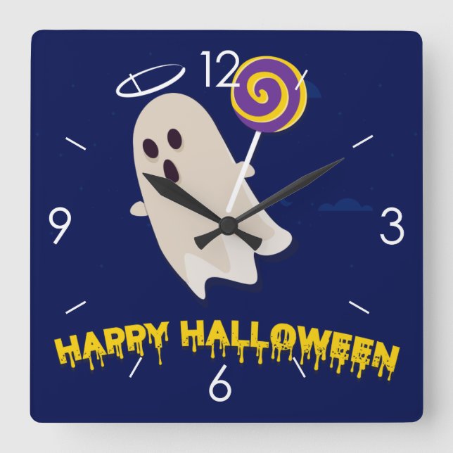Halloween-mur med hemlig kammarruta fyrkantig klocka (Framsida)