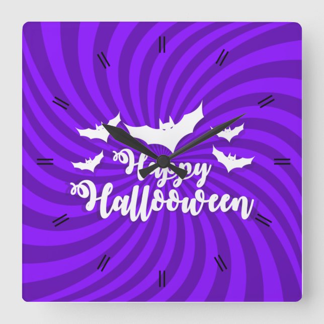 Halloween-mur med hemlig kammarruta fyrkantig klocka (Framsida)