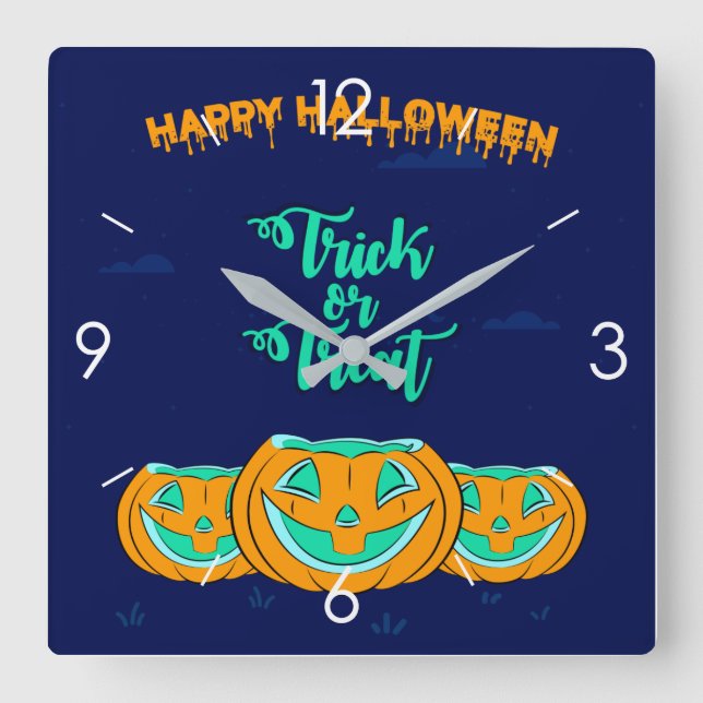 Halloween-mur med hemlig kammarruta fyrkantig klocka (Framsida)