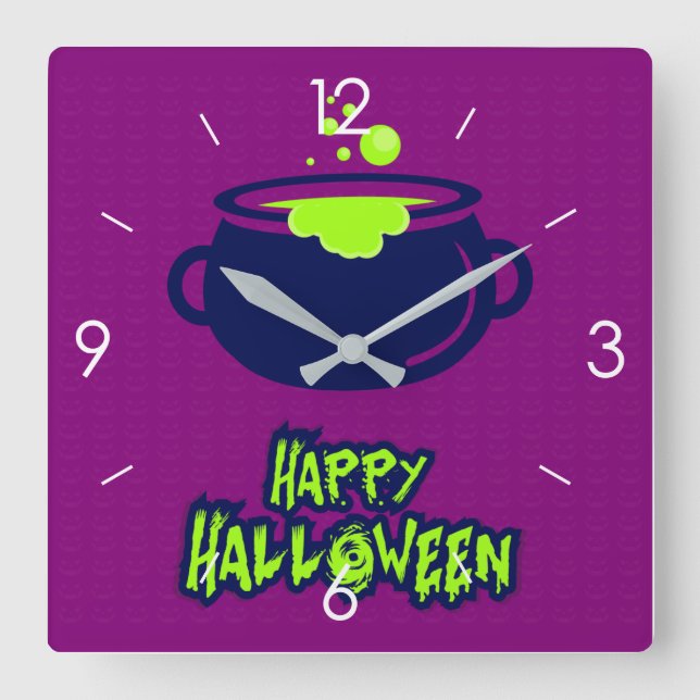 Halloween-mur med hemlig kammarruta fyrkantig klocka (Framsida)