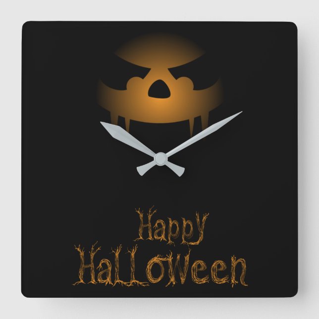 Halloween-mur med hemlig kammarruta fyrkantig klocka (Framsida)