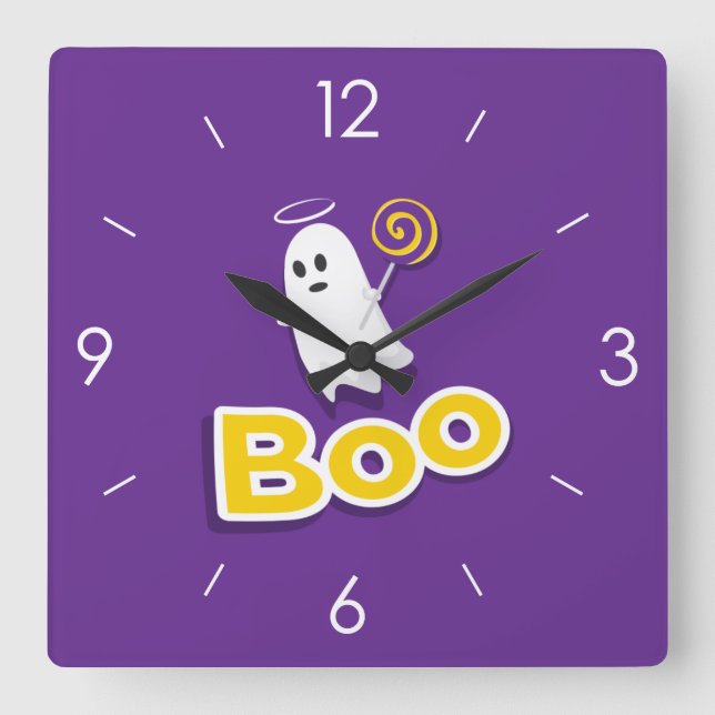 Halloween-mur med hemlig kammarruta fyrkantig klocka (Framsida)