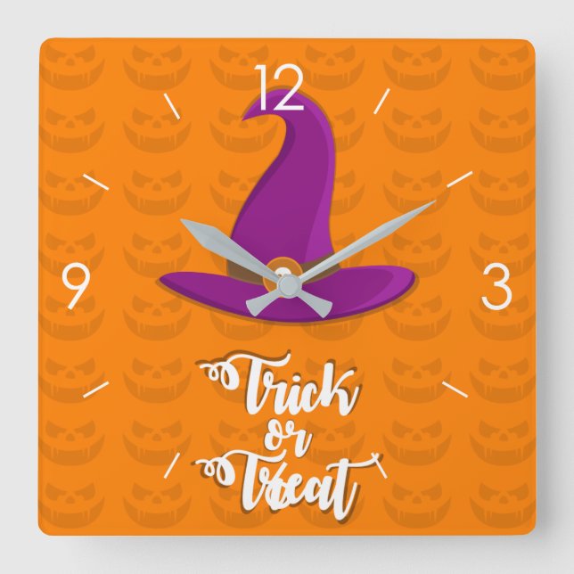 Halloween-mur med hemlig kammarruta fyrkantig klocka (Framsida)