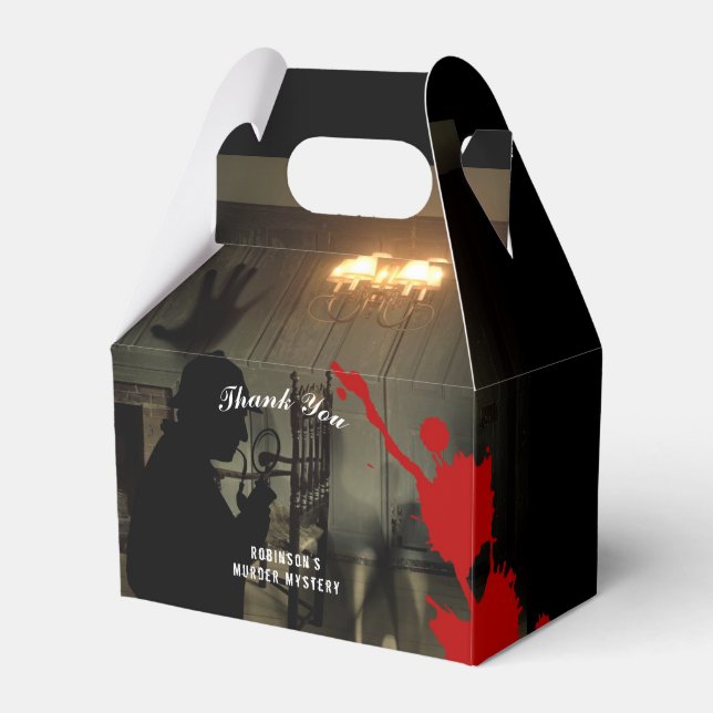 Halloween Murder Myasty Party favors Box Crime Presentaskar (Framsidan Sidan)