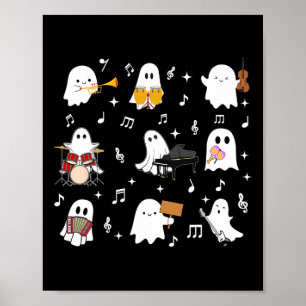 Halloween Music Teacher Ghost spelar musikinst Poster