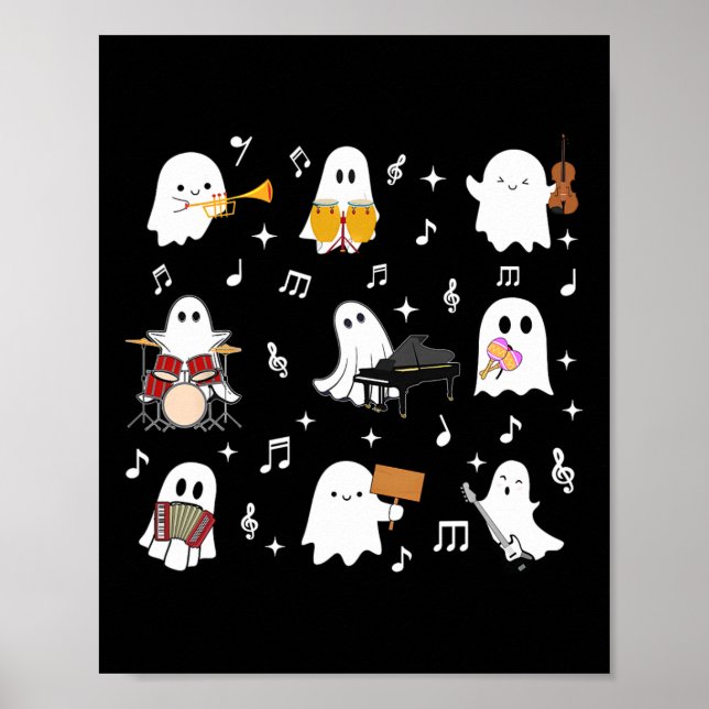 Halloween Music Teacher Ghost spelar musikinst Poster (Framsidan)