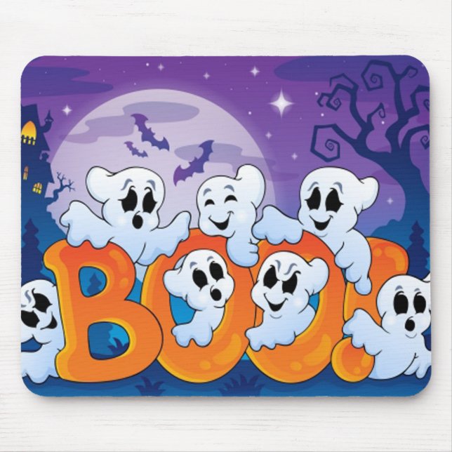 Halloween-musknapp/styrd scen musmatta (Framsidan)