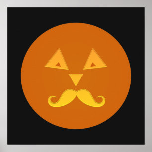 Halloween Mustache Pumpkin poster
