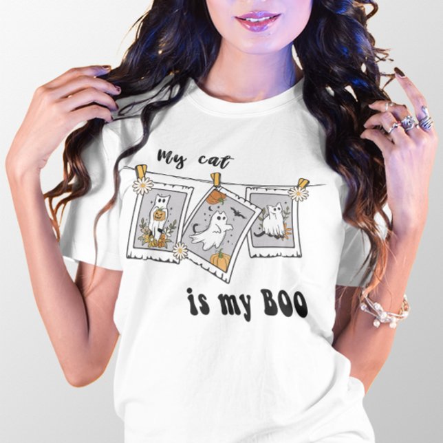 HALLOWEEN MY CAT ÄR MIN BOO CUTE GHOST T SHIRT (Skapare uppladdad)