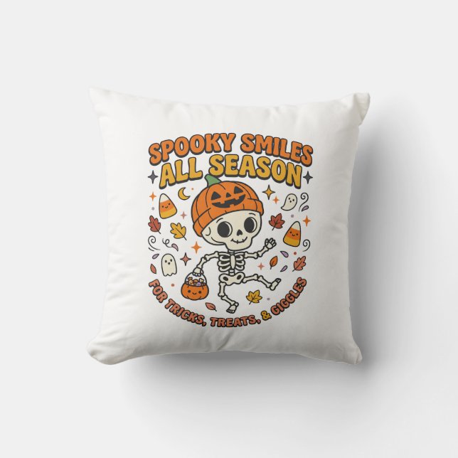 Halloween Mysig Skelett Firande Kudde (Framsida)